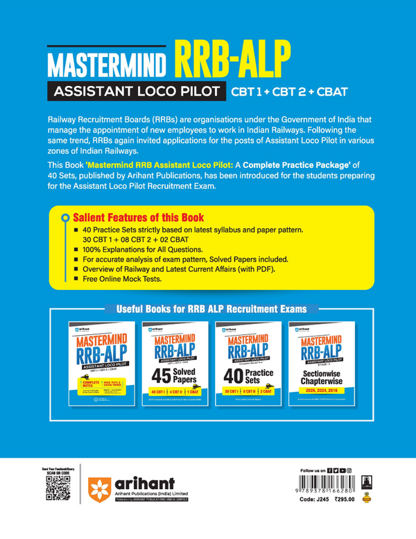 Mastermind RRB ALP (Assistant Loco Pilot) Exam 2026 | 40 Practice Sets & Solved Papers | CBT-I + CBT-II + CBAT | 100% Detailed Solutions