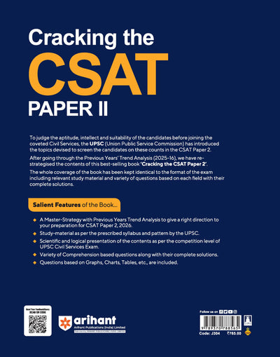 UPSC IAS Pre Exam Cracking the CSAT (Paper-2) 2026 |Solved Papers (2025-23) & 5 Crack Test Based on Latest Pattern | EnglishMedium