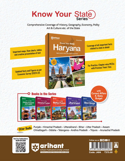Know Your State Haryana (General Knowledge) | With Coloured Map & Practice MCQs, PYQs & Budget2025-26| For HPSC, HSSC & Other Exams | Revised Edition