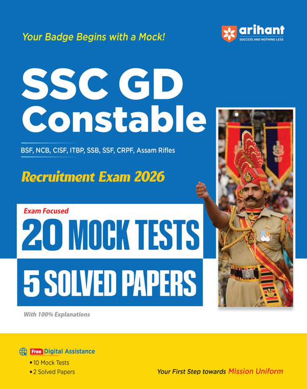 SSC GD Constable Exam 2026 | Study Guide & 20 Mock Tests + 5 Solved Papers | English Medium