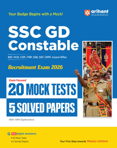 SSC GD Constable Exam 2026 | 20 Mock Tests + 5 Solved Papers with 100% Explanations | BSF, CISF, CRPF, ITBP, SSB, SSF & Assam Rifles | Free Online Mock Test & Solved Papers 