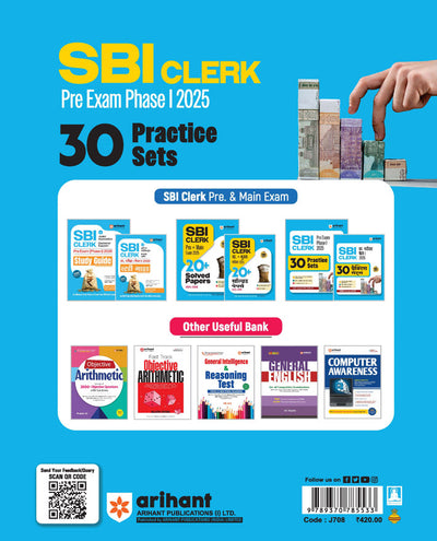 SBI Clerk (Junior Associates/Customer Support & Sales) Pre Exam (Phase I) 2025 | 30 Practice Sets | Real Exam Level Questions & Detailed Solutions | Latest Solved Paper 2025 |