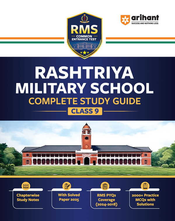 RMS (Rashtriya Military School) Class 9 Entrance Test 2026 | Complete Study Guide with Chapterwise Notes | Solved Paper 2025 | RMS PYQs (2018–2024) | 2000+ Practice MCQs with Detailed Solutions