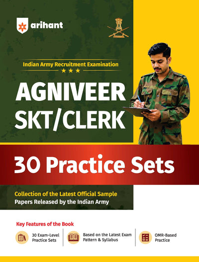 Indian Army Agniveer SKT/Clerk Exam | 30 Practice Sets Based on Latest Exam Pattern & Syllabus | Official Sample Papers, OMR-Based Answer Sheets, Detailed Solutions & Exam-Level Questions