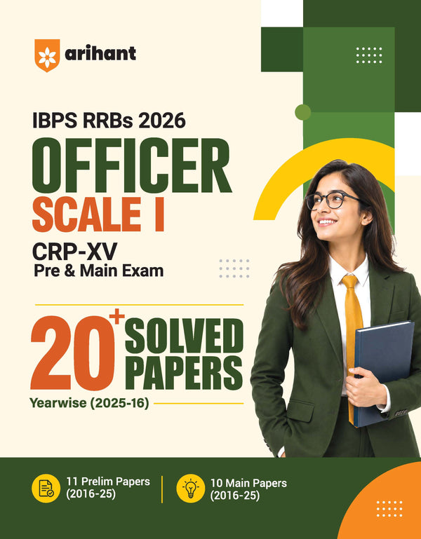 IBPS RRB Officer (Scale I) CRP-RRBs XV Pre & Main Exam 2026 | 20+ Solved Papers (2025–2016) | 11 Prelims Papers (2016–2025) & 10 Mains Papers (2016–2025) | 100% Original Questions with Detailed Solutions