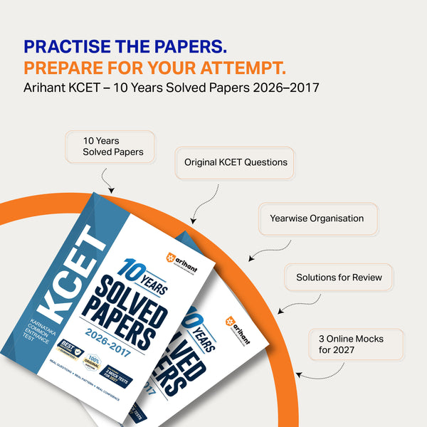 KCET Engineering Entrance Exam 2027 | 10 Years Solved Papers (2026–2017) | 100% Original Questions with Detailed Solutions | 3 Mock Tests for 2027