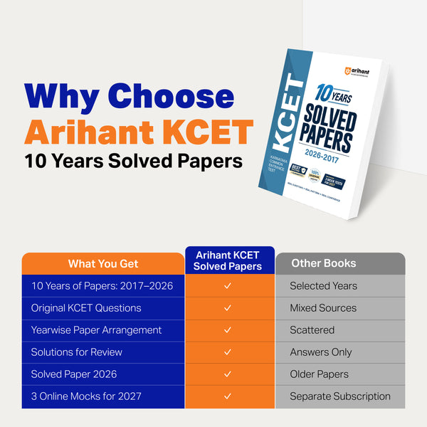 KCET Engineering Entrance Exam 2027 | 10 Years Solved Papers (2026–2017) | 100% Original Questions with Detailed Solutions | 3 Mock Tests for 2027
