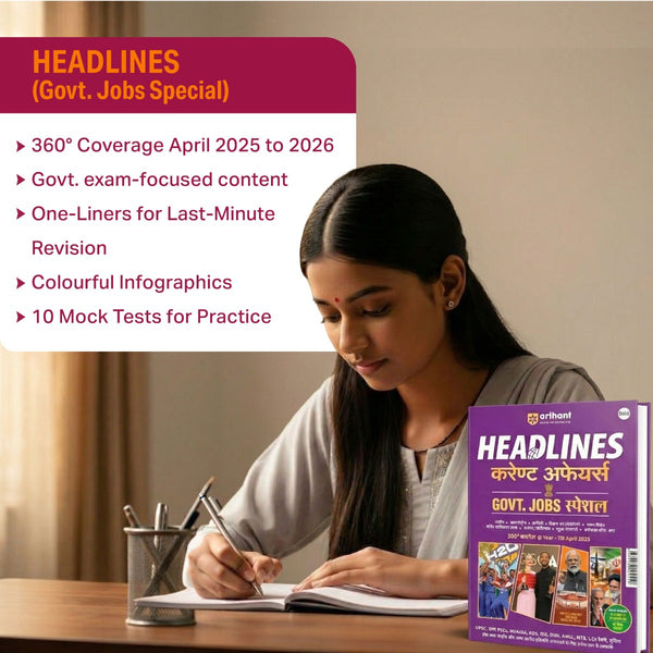 Headlines Current Affairs 2026 | Govt. Jobs Special - 360° Coverage April 2025–April 2026 | UPSC, State PCS, SSC, NDA/CDS, Railway & Police Exams | Exam Pattern Oneliners & Infographic with 10 Mock Tests