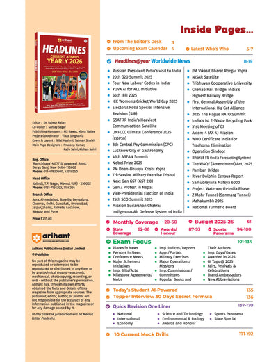 Best current affairs book in English for competitive exams 2026 TOC