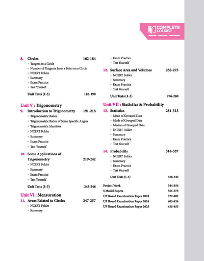 UP Board Complete Course Mathematics Class 10 Exam 2025-26 | Model Papers with OMR sheet & Project Work Based on NCERT