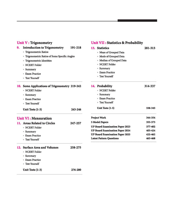 UP Board 2026-27 Complete Course Mathematics Class 10 | Based on NCERT Textbook | NEP 2020 | Chapter Tests, Topic Tests, Model Papers with OMR Sheet & Project Work Included