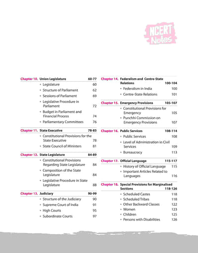 NCERT Notes Indian Polity & Governence (Class 6-12) | 2nd Revised Edition | For UPSC and Other Competitive Exams | English Medium