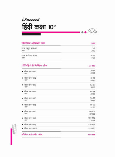 i-Succeed ICSE Hindi Class 10th | 10 Sample Question Papers | For ICSE Exams 2025