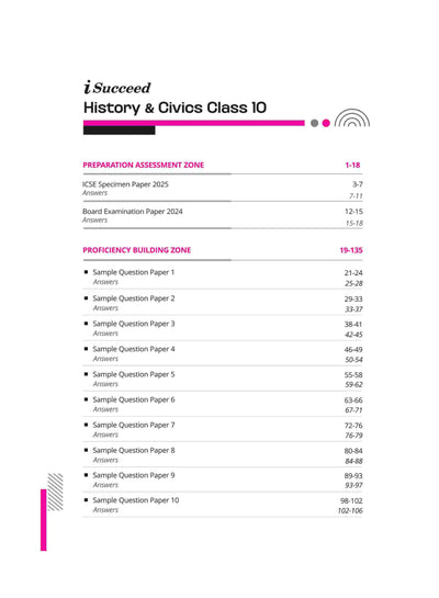 i-Succeed ICSE History & Civics Class 10th | 15 Sample Question Papers | For ICSE Exams 2025