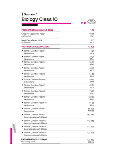i-Succeed ICSE Biology Class 10th | 15 Sample Question Papers | For ICSE Exams 2025