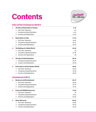 Checkmate CBSE Class 10Social Science | PYQs & CBQs | First Edition