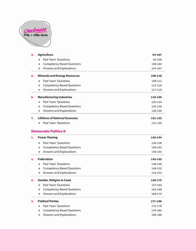 Checkmate CBSE Class 10Social Science | PYQs & CBQs | First Edition