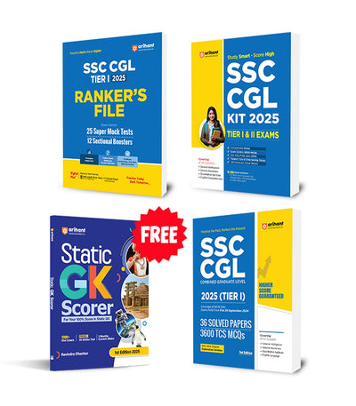 Combo of SSC CGL Exam 2025 | Study Guide + Solved Papers & Practice Sets | With Free Statik Gk Scorer | English Medium