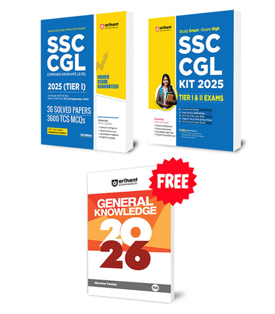 Combo of SSC CGL Exam 2025 | Study Guide + Solved Papers | With Free General Knowledge 2026 | English Medium