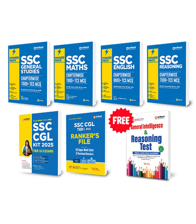 Combo of SSC Power Pack & CGL 2025 | SSC Power Pack (English, Reasoning,Mathematics & General Studies) + SSC CGL Study Guide & Practice Sets |With free General Intelligence & Reasoning Test | English Medium