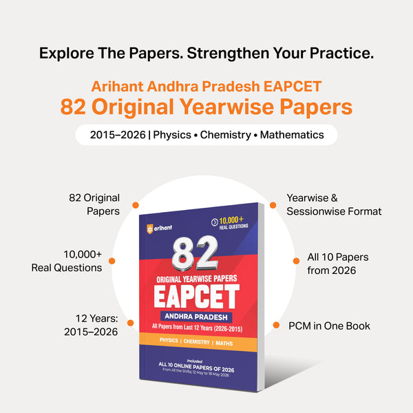 Andhra Pradesh EAPCET 2027 | 12 Years Solved Papers 2026–2015 | 82 Original Yearwise Papers | Physics, Chemistry & Maths | All 10 Online Papers of 2026 | Detailed Solutions
