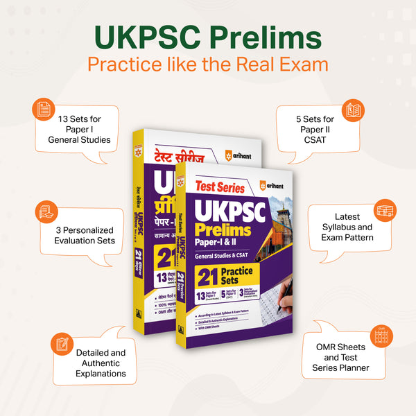 Test Series UKPSC Prelims 2026–27 | 21 Practice Sets for General Studies Paper 1 & CSAT Paper 2 | 3 Personalized Evaluation Sets | OMR Sheets | Detailed Explanations | Latest Exam Pattern | Hindi Medium