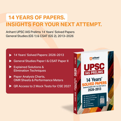 UPSC IAS Prelims 2027 14 Years (2026–2013) Solved Papers | GS Paper I & CSAT (GS Paper II) with 100% Error-Free Solutions, Paper Analysis Charts, Elimination Techniques, OMR Sheets & Performance Meter