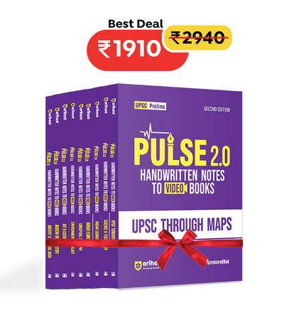 Combo of Pulse Handwritten 2.0 (Ancient & Medieval India, Arts & Culture, Conceptional Geography, Environment & Ecology, Indian Economy, Indian Polity, Indian History, Science & Technology & UPSC Through Maps | English Medium