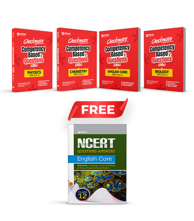 Combo of Checkmate CBSE Class 12th Updated Edition 2026 | English Core, Physics, Chemistry & Biolgy | With Free NCERT Quesntion-Answer English Core Class 12th | English Medium