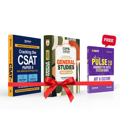 Combo of UPSC IAS & State PCS Exam 2025-26 | General Studies (Paper-1), CSAT (Paper-2) | with free Pulse Handwritten Notes Art & Culture | English Medium