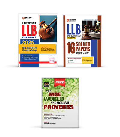 Combo of LLb Entrance Exam 2026 | Study Guide & Solved Papers | With Free English Proverbs | English Medium