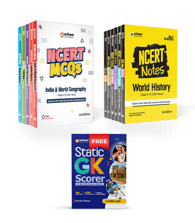 Combo of NCERT Notes & MCQs (General Science, Polity, History,Geography & Economy) 2nd Revised Edition | With Free Static GK Scorer | English Medium