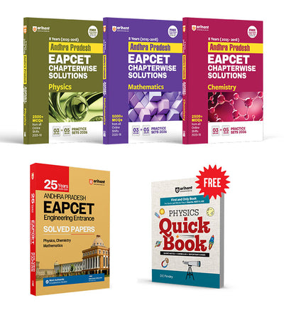Combo of Andhra Pradesh EAPCET Engineering Entrance 2025 |Physics, Chemistry Mathematics (Chapterwise Soultions) &25 year solved papers | With Free Physics Quick Books | EnglishMedium