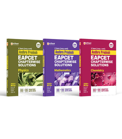 Combo of Andhra Pradesh EAPCET 8 Year Chapterwise Soultions 2025 |Physics, Chemistry Mathematics| English Medium