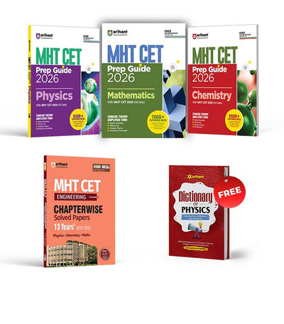 Combo of MHT CET Solved Paper With 13 year Chapterwise solved Exam 2026 | Physics, Chemistry & Mathematics | With Free Dictionary of Physics | English Medium