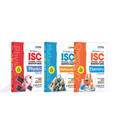 Combo of ISC 25 Year Chapterwise-Topicwise Question Bank Class 12th | Physics, Chemistry & Mathematics | English Medium