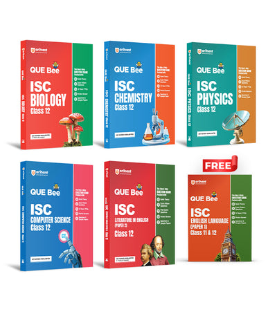 Combo of ISC QUE Bee Class 12th Exam 2026 | Physics, Chemistry, Biology, English Lit (paper-2), Computer Science | With Free ISC QUE Bee English Lang (paper-1) Class 11 & 12